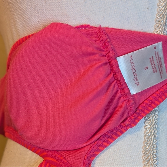 Hot Pink Stripe BIKINI TOP & BOTTOM Xhilaration - Picture 10 of 13